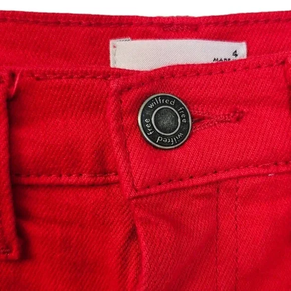 Aritzia Wilfred Free Tanit Skirt Stepped Hem Frayed Edges Red Size 4 - Picture 4 of 8